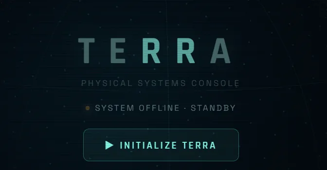 Close view of the TERRA boot screen with the initialize button